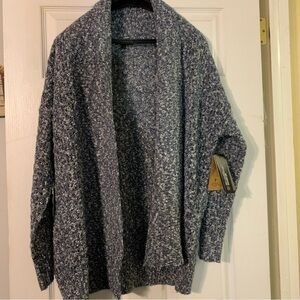 NYT Frye Since 1863 Women’s Large Cozy Cardigan Open Knit Sweater “Dress Blue”